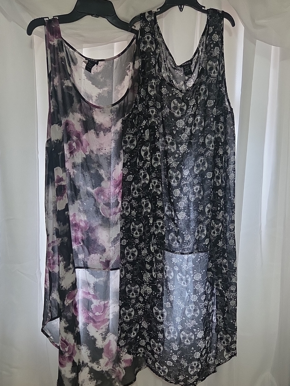 2 Torrid Sheer High Low Tops, Sz 2